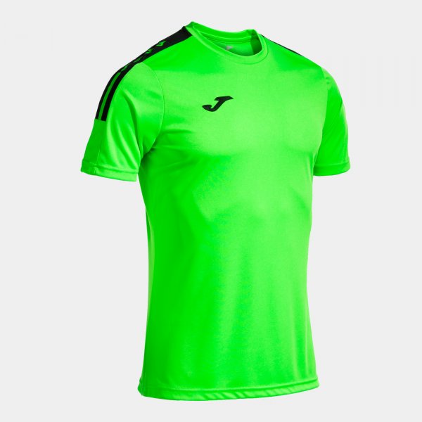 Camiseta Manga Corta Olimpiada en color Verde Flúor Negro - padel Joma
