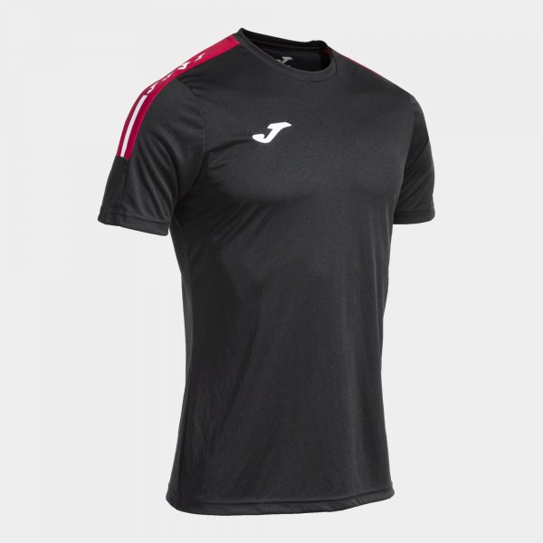 Camiseta Manga Corta Olimpiada en color Negro Rojo - padel Joma