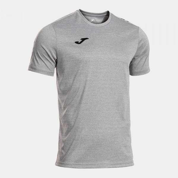 Camiseta Manga Corta Olimpiada en color Gris Melange Negro - padel Joma
