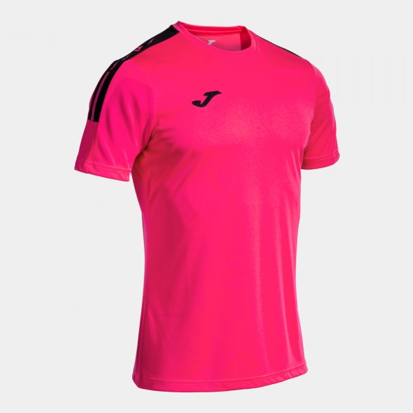 Camiseta Manga Corta Olimpiada en color Fucsia Negro - padel Joma