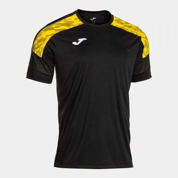 Camiseta Manga Corta Championship VIII en color Negro Amarillo - padel Joma