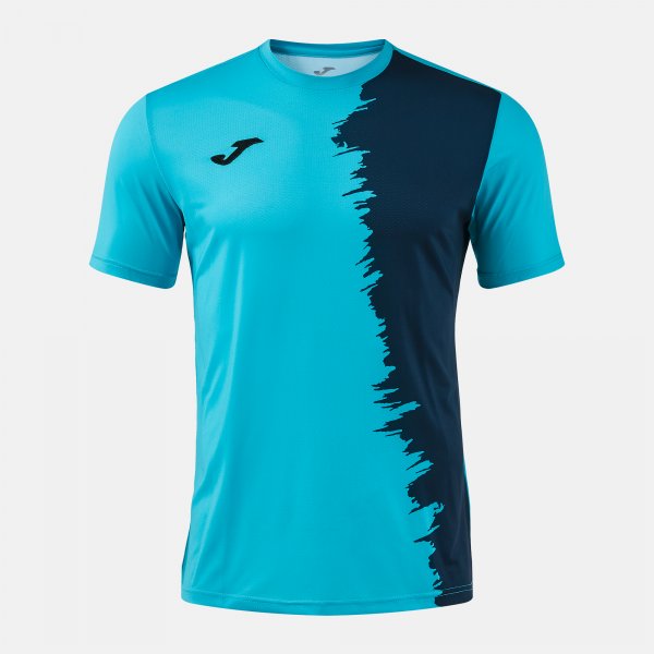 Camiseta Manga Corta Picasho en color Turquesa Flúor Dark Navy - padel Joma