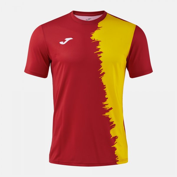 Camiseta Manga Corta Picasho en color Rojo Amarillo - padel Joma