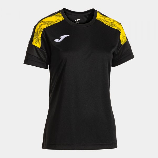 Camiseta Manga Corta Championship VIII en color Negro Amarillo - padel Joma