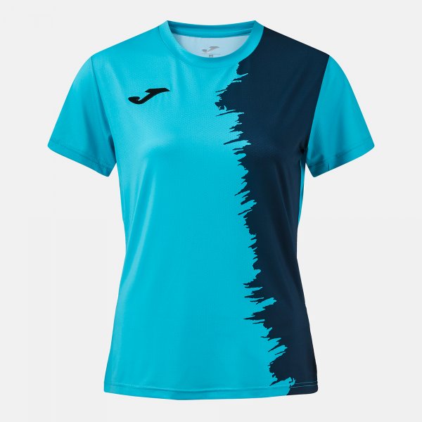 Camiseta Manga Corta Picasho en color Turquesa Flúor Dark Navy - padel Joma