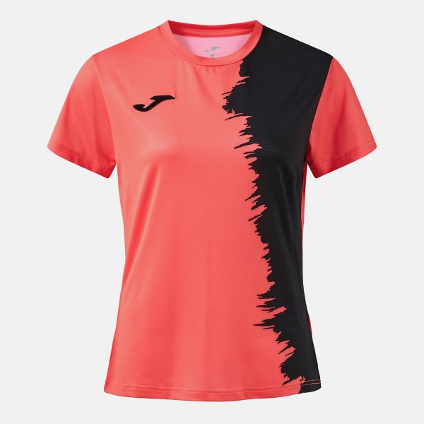 Camiseta Manga Corta Picasho en color Coral Fluor Negro - padel Joma