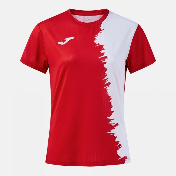 Camiseta Manga Corta Picasho en color Rojo Blanco - padel Joma